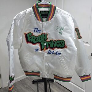 FRESH PRINCE WILL SMITH WHITE SATIN JACKET MEN'S SMALL